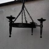 Round wrought iron vintage gothic medieval chandelier Réjane
