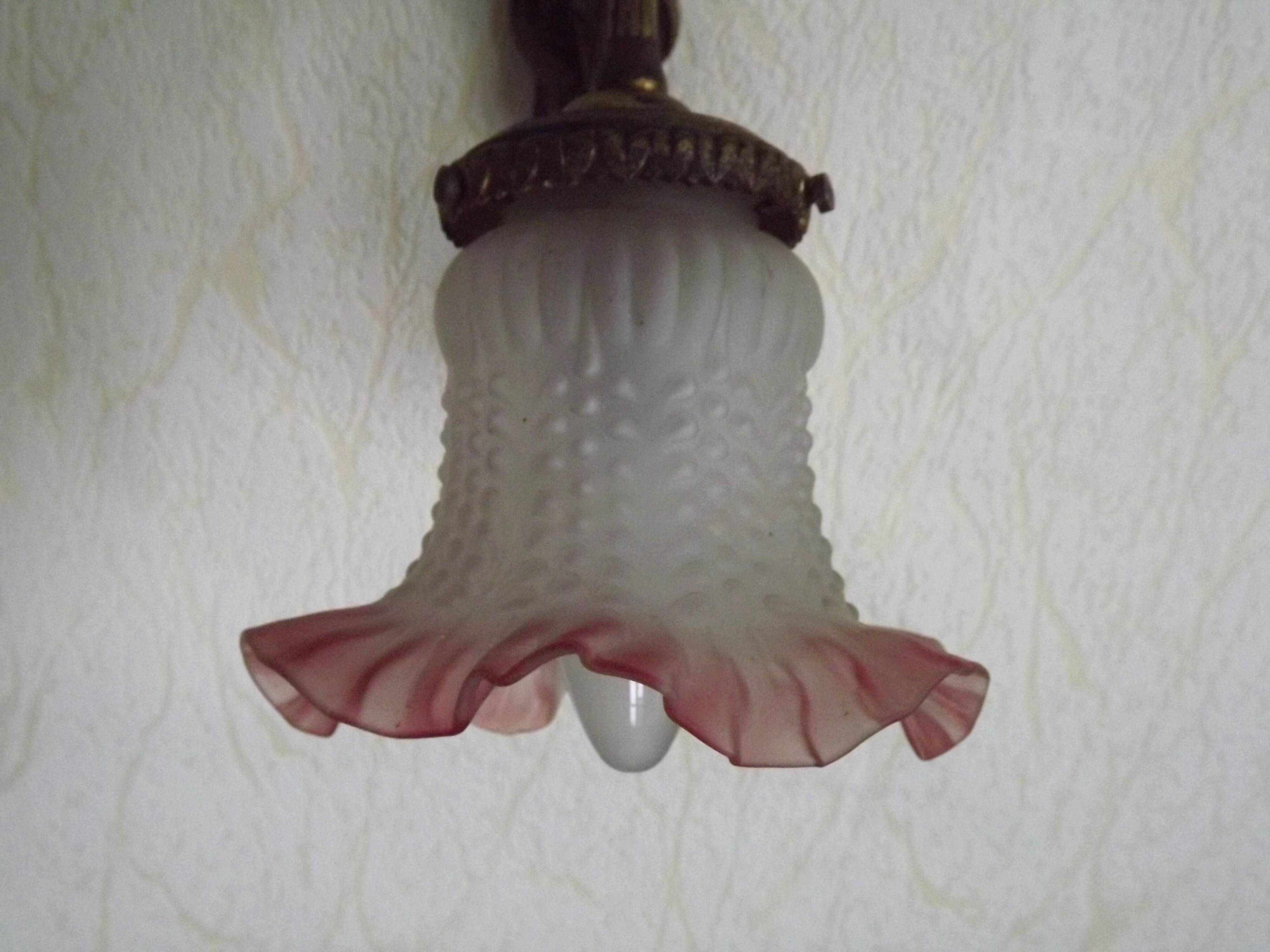 French Bronze Empire Style Ribbon & Bows Wall Light with Frilled Glass Shade 5140