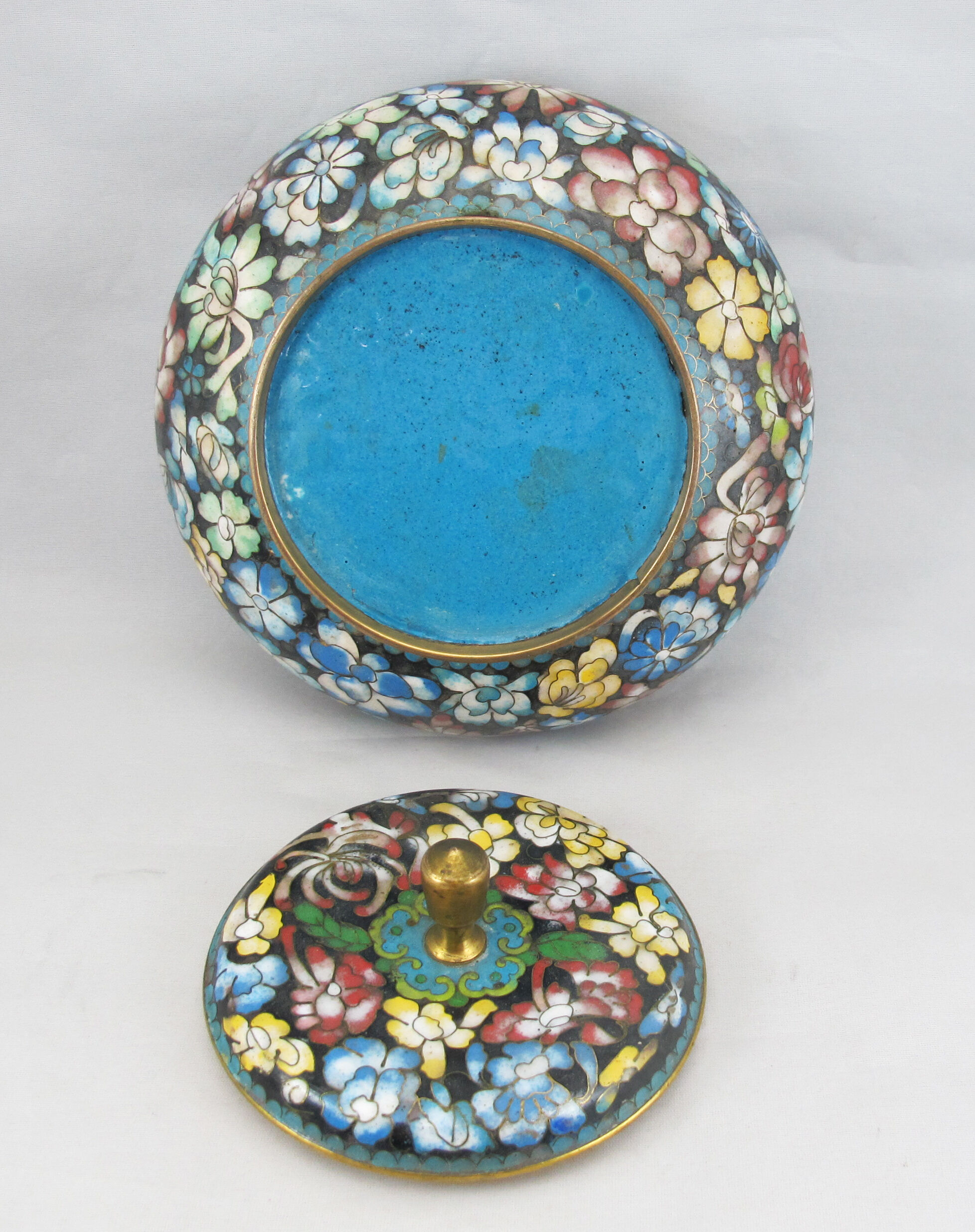 Pot couvercle en bronze émail cloisonne Chinois Chine