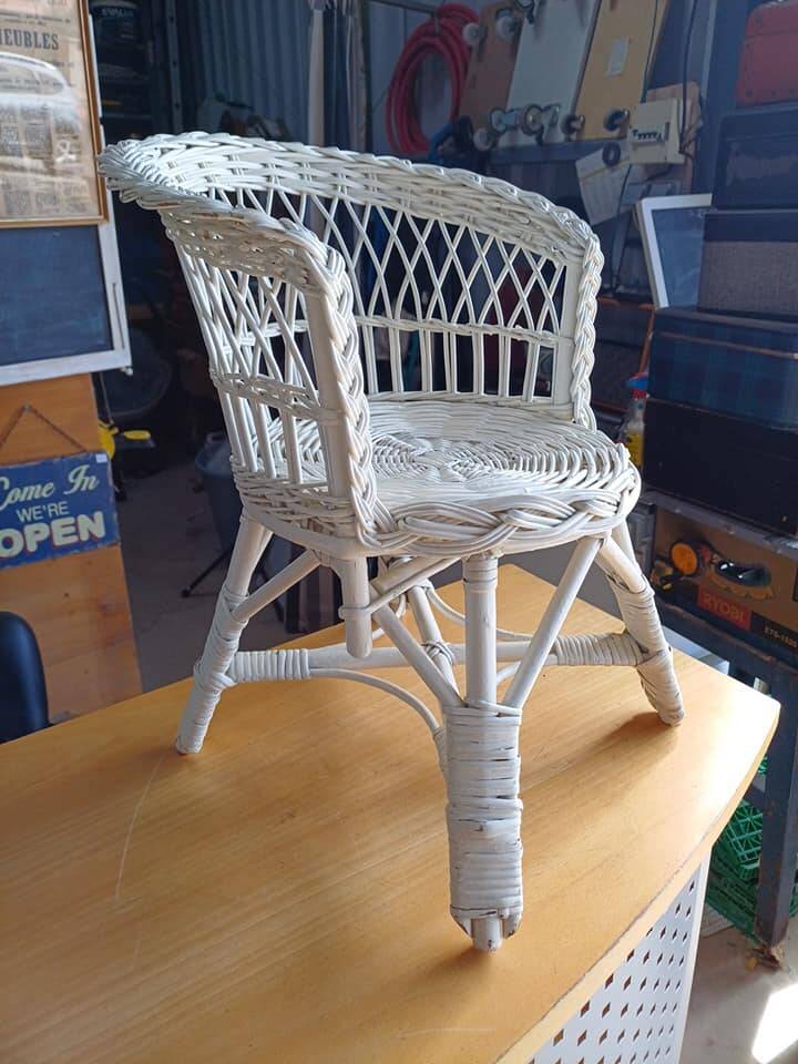 Vintage rattan children's armchair