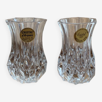 2 small longchamp crystal vases