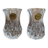 2 small longchamp crystal vases