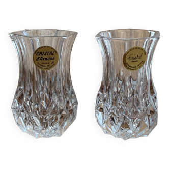2 small longchamp crystal vases