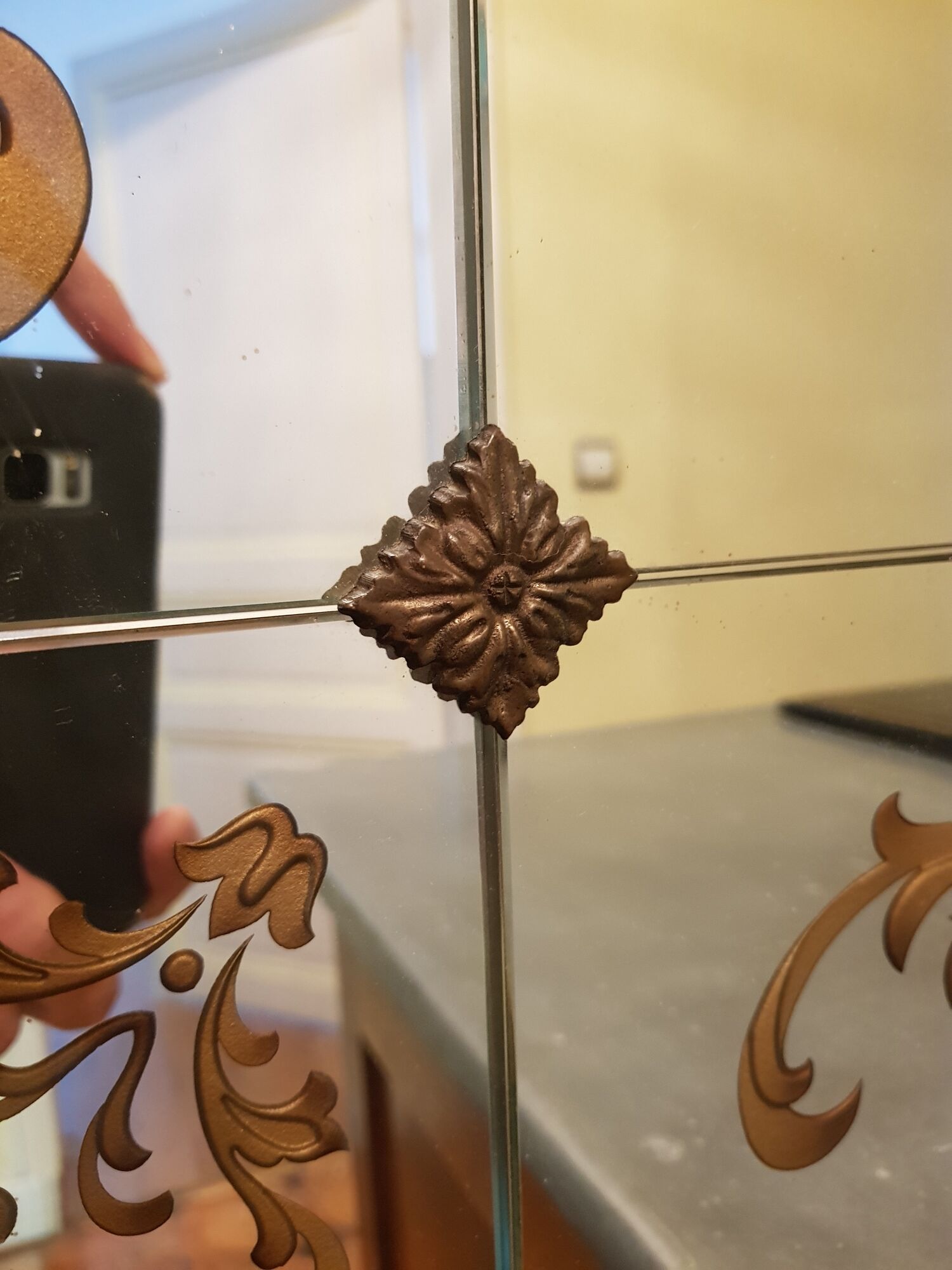 Large brasserie bistro mirror in eglomised glass