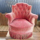 Retro toad armchair in pink velvet