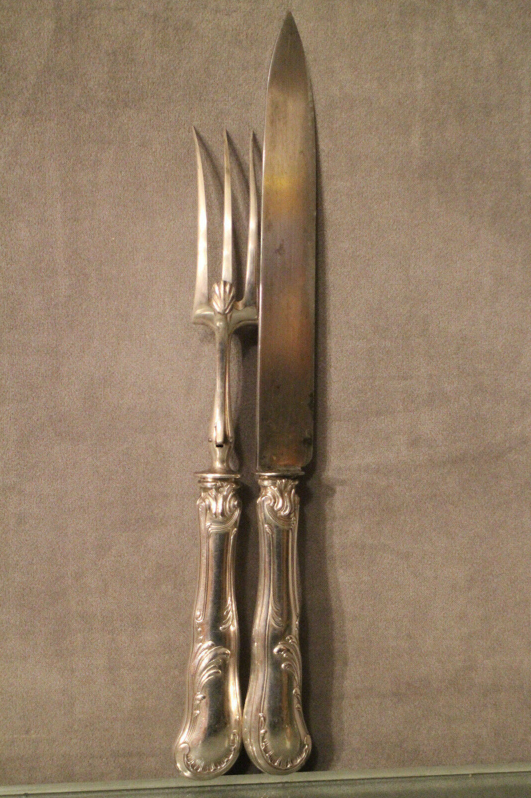 Cutting service knife handles silver Minerve style Rocaille Louis XV