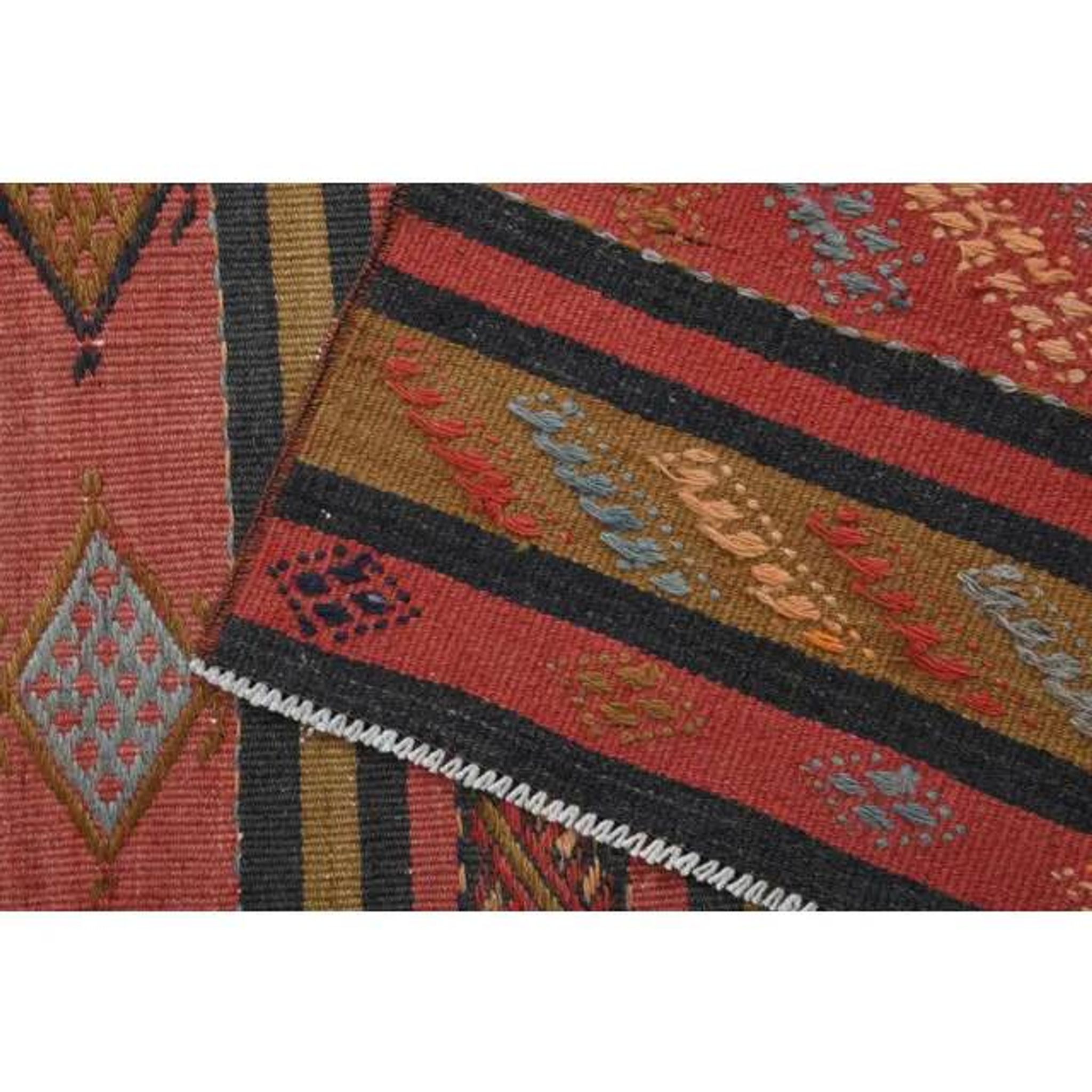 1970s Vintage Turkish Hand-Knotted Wool Cotton Red Runner Rug 117x227
