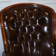Victorian Chesterfield Leather Dyed Armchair and Ottoman Set
