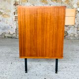 Vintage chest of drawers, Scandinavian teak style, circa 60 metal feet