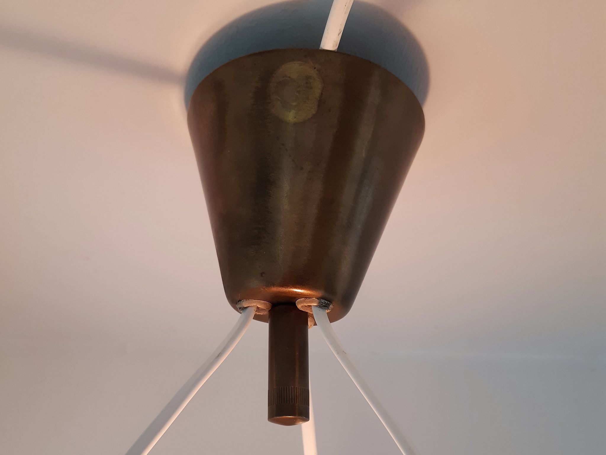 Suspension en verre orange et laiton vintage