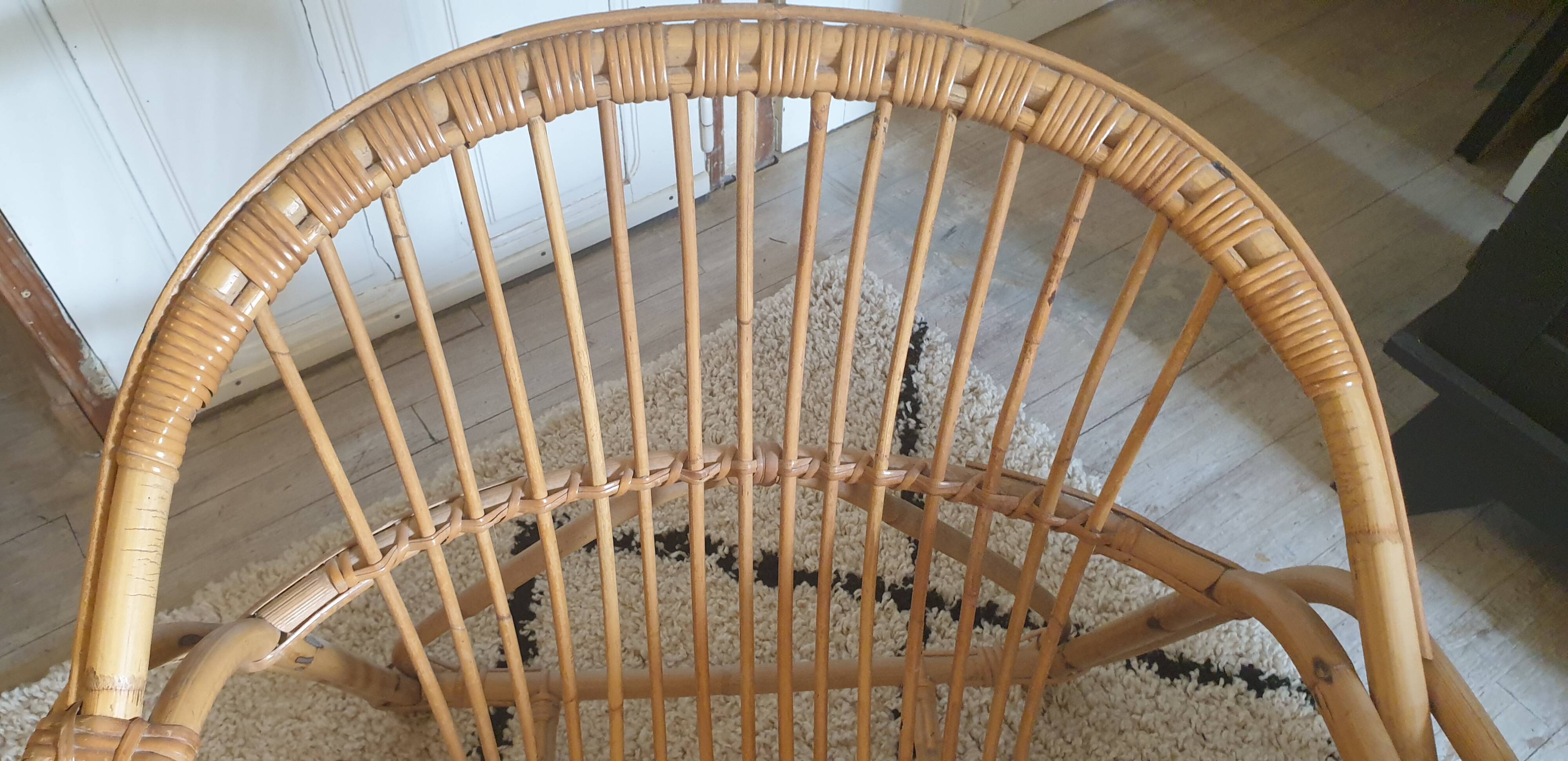 Rattan shell armchair