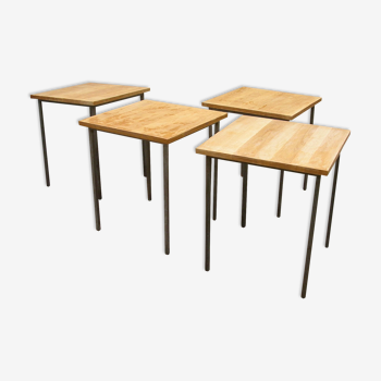 Set de 4 tables 1960 bois et métal