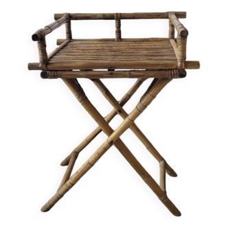 Bamboo and rattan folding table