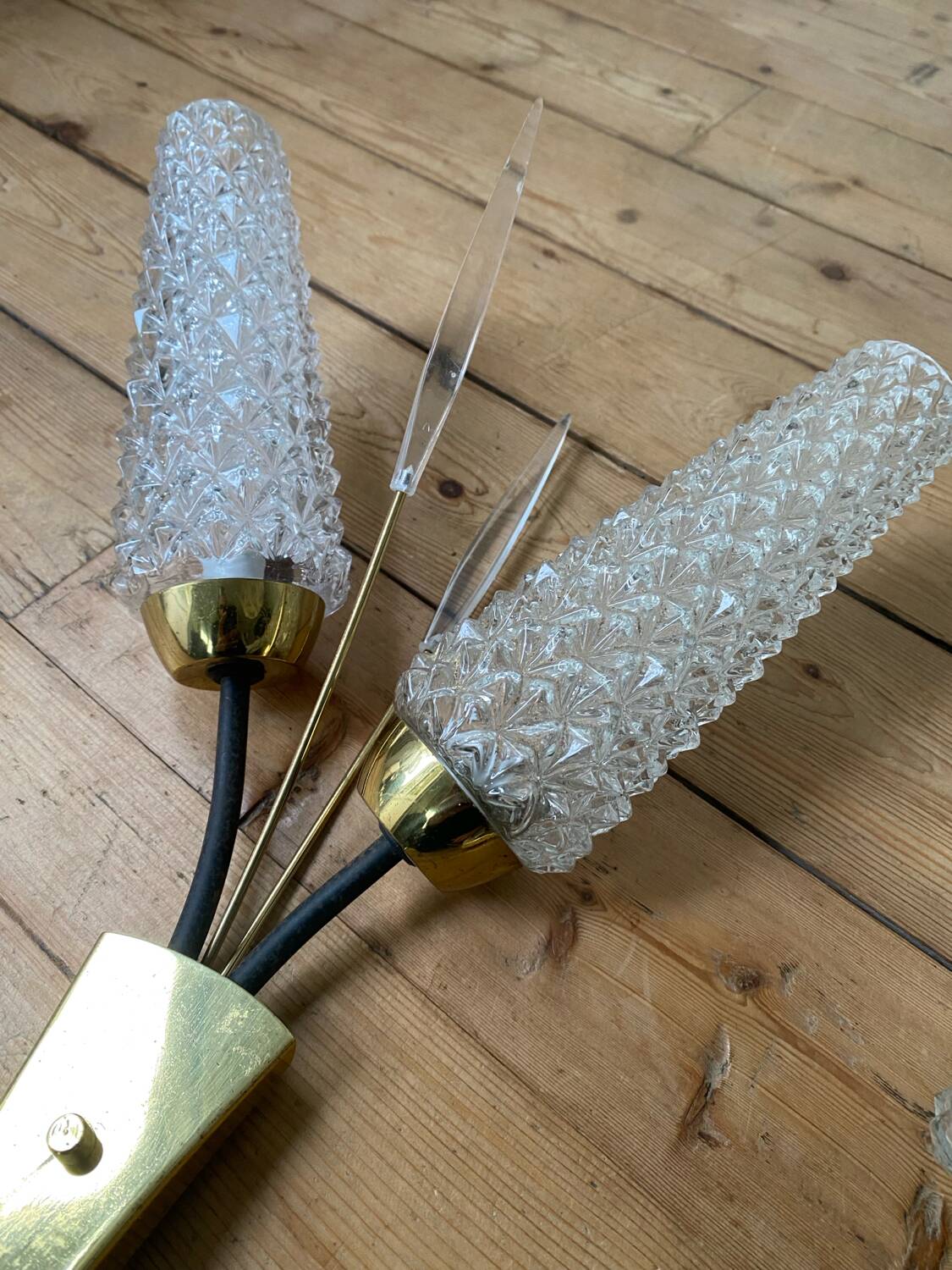 Pair of vintage mid-century tulip wall sconces from the 1950s