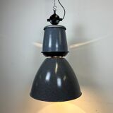 Grey enamel industrial factory lamp from Elektrosvit, 1960s