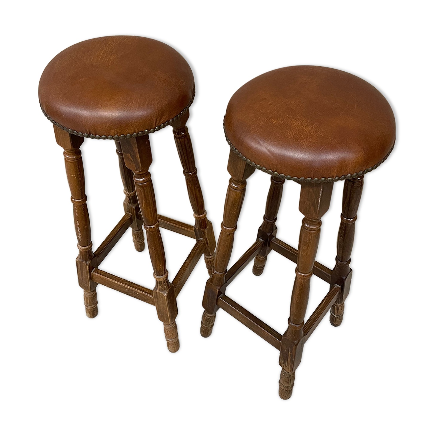 Pair of vintage stools imitation leather