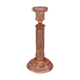 Pink glass candlestick