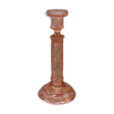 Pink glass candlestick