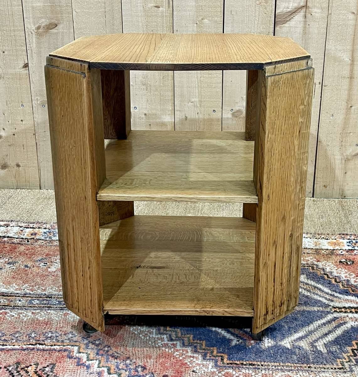 Guéridon art déco en chêne des années 1930