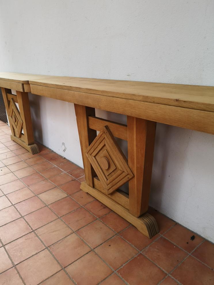 Console in whitened chene style art deco