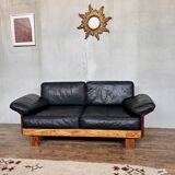 Canape seltz elm and leather design 1960