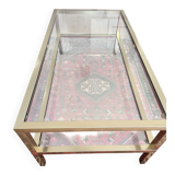 Pierre Vandel Paris 1970s vintage coffee table in brass and glass.