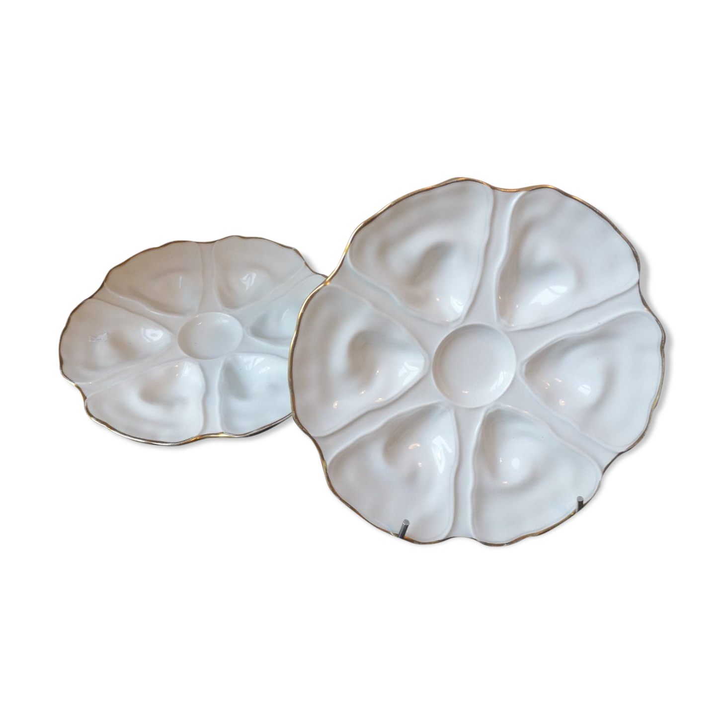 Two oyster plates, porcelain de Limoges, circa 1970