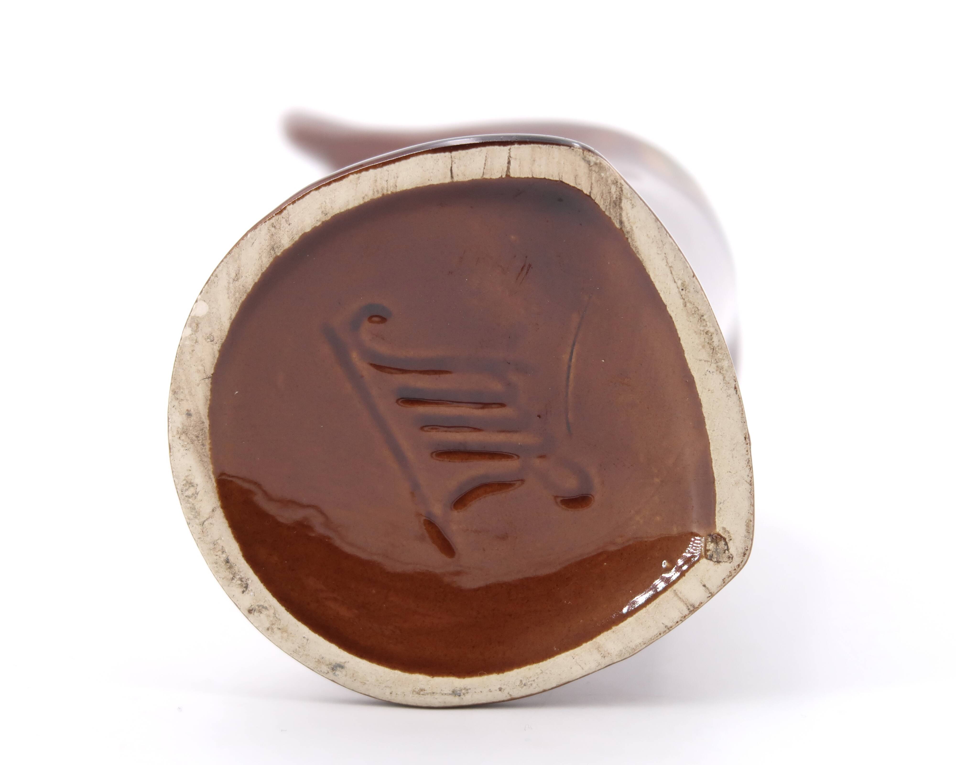 Handmade ring sizer or vase in brown ceramic, Vallauris