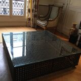 Table basse en bambou et verre