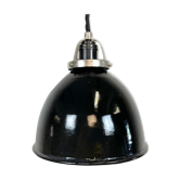 Industrial black enamel pendant lamp, 1950s