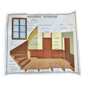 Vintage school educational poster card 1950s/60s - Interior carpentry