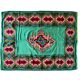 Tapis flatwoven roumain design géométrique sur fond turquoise vert, 158x185 cm