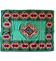 Tapis flatwoven roumain design géométrique sur fond turquoise vert, 158x185 cm