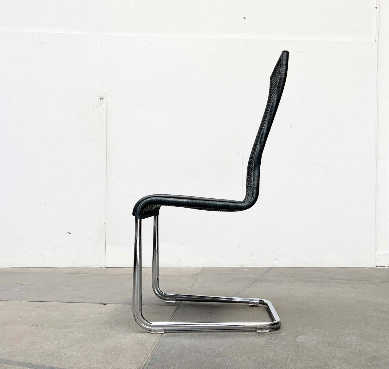 Grey German cantilever chairs B25 with leather cushions from Tecta, set of 4.