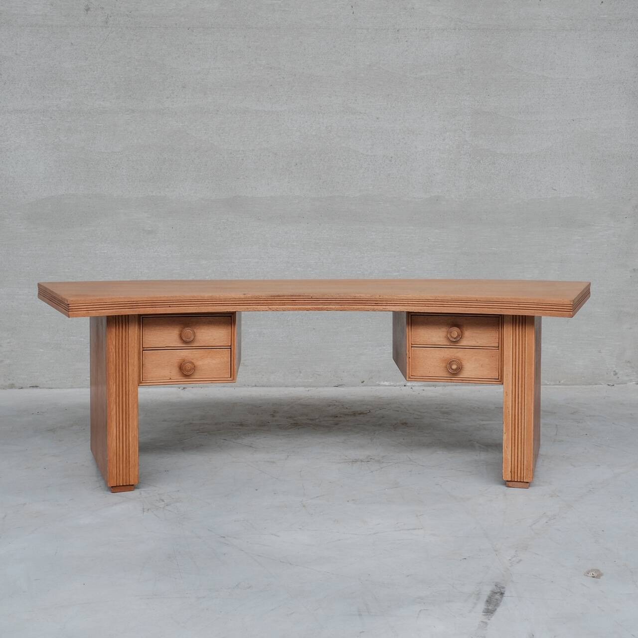 Mid-Century Oak Curved French Desk