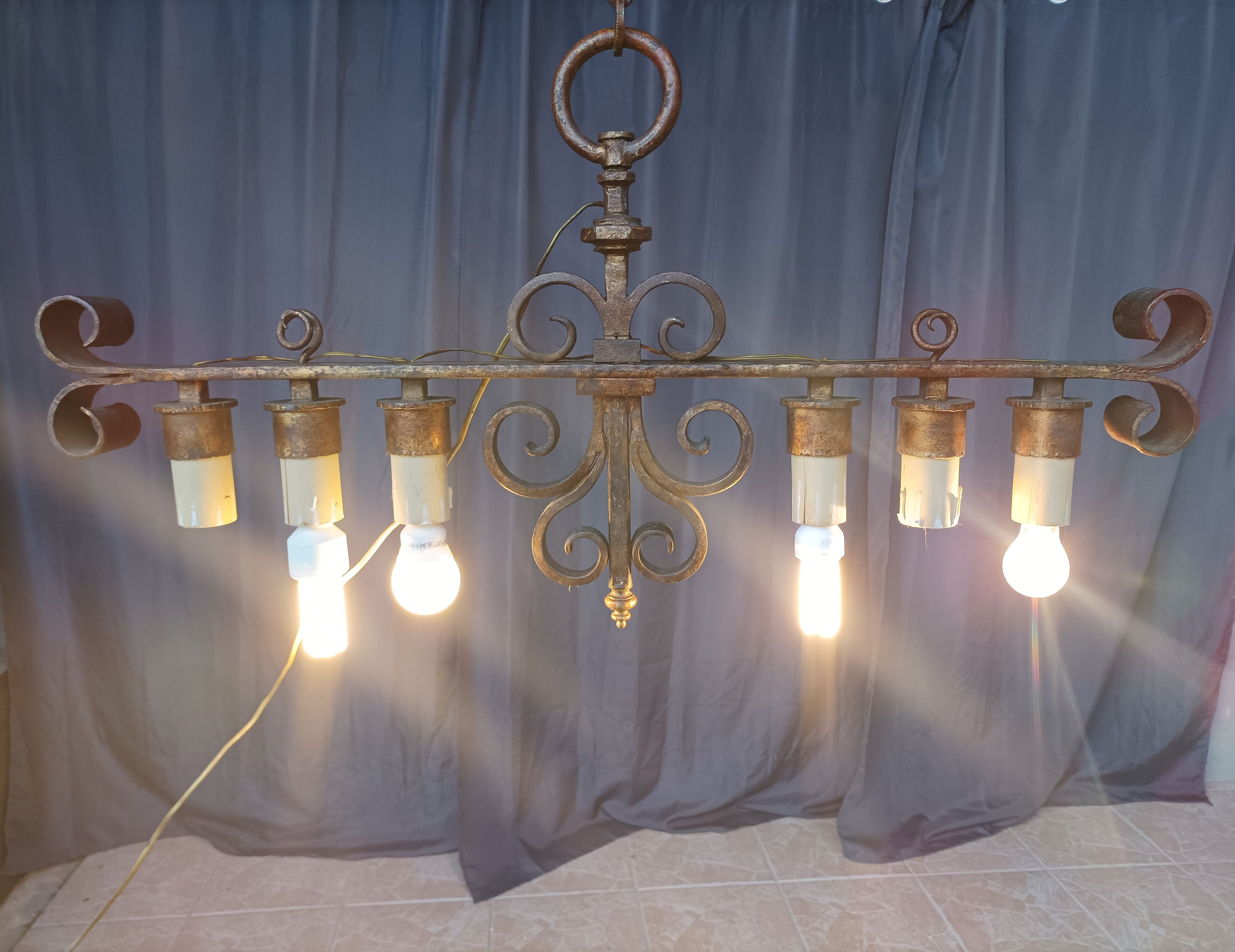 Wrought iron chandelier circa 1900