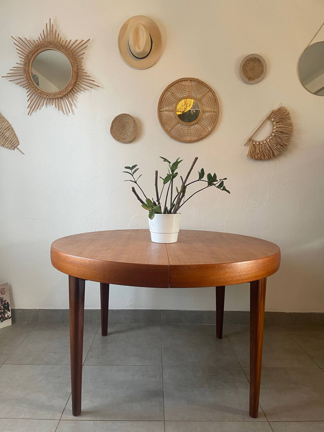 Table en teck vintage NF 2 rallonges