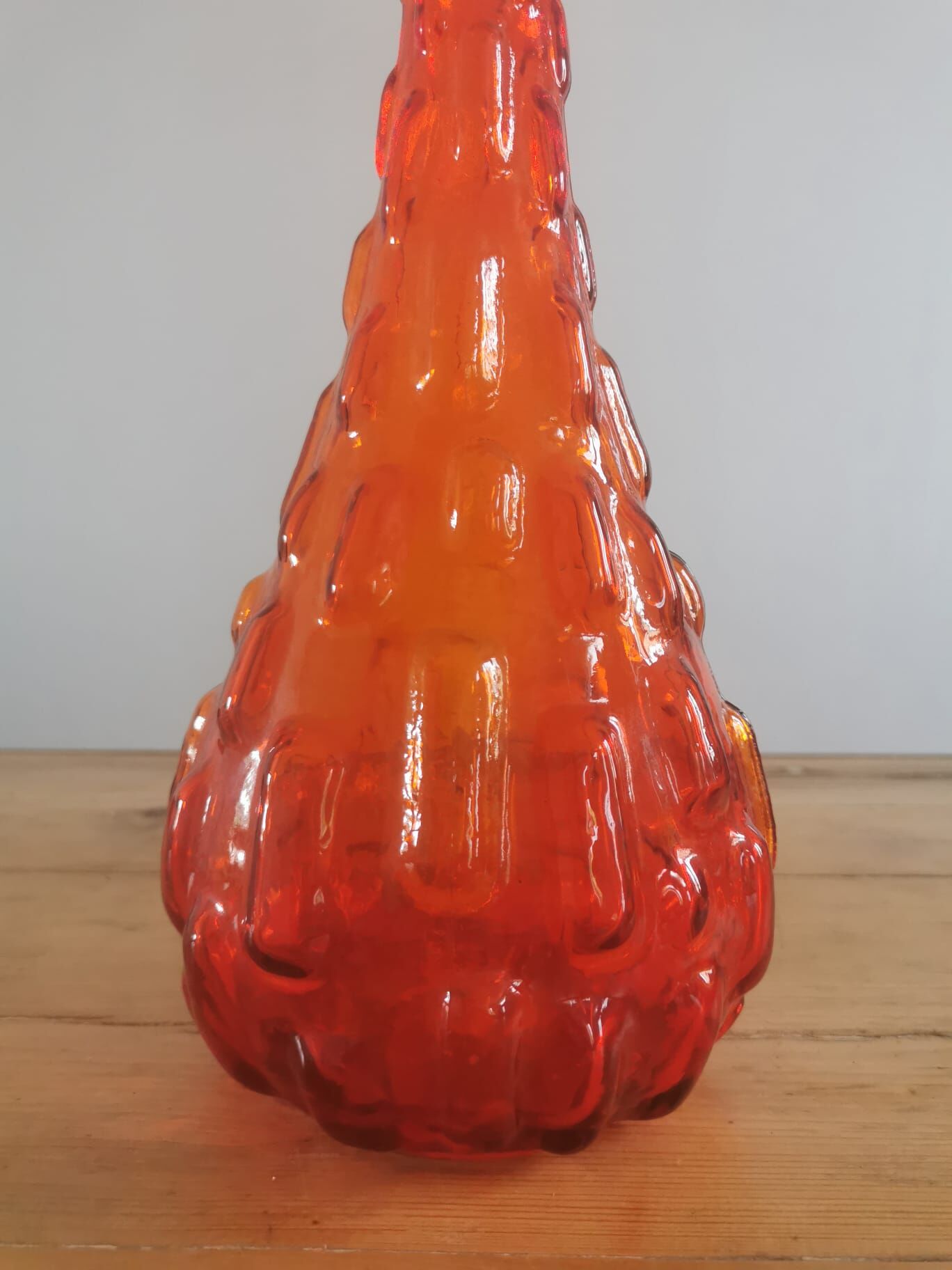 Italian carafe in Empoli glass color orange red 70