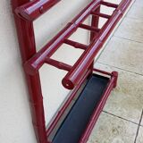 Old vintage red lacquered bamboo Asian coat rack