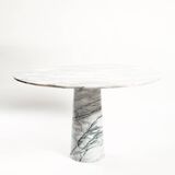 Table à manger ronde en marbre blanc dans le style d'Angelo Mangiarotti