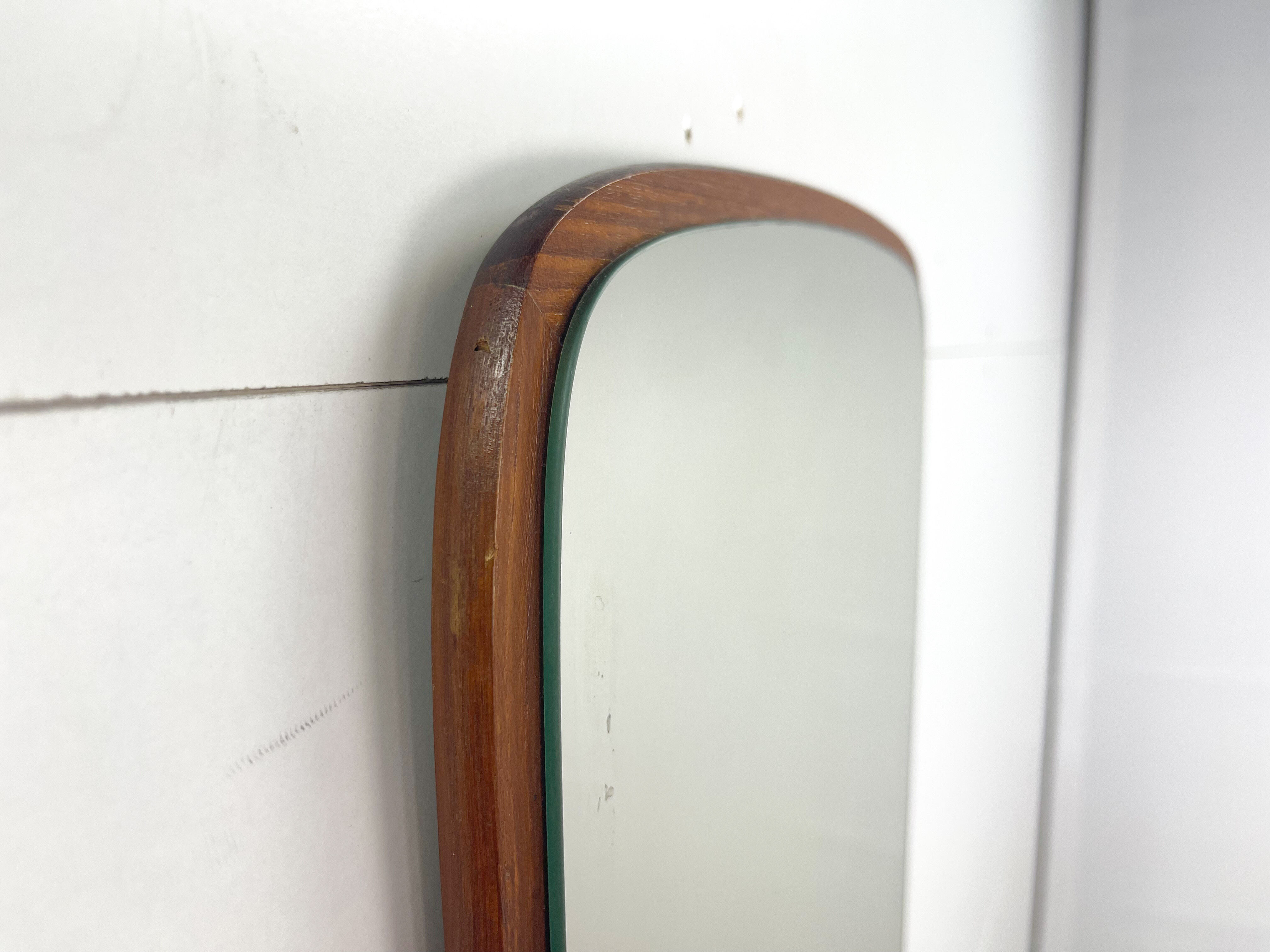 Miroir avec bord en teck de bois
