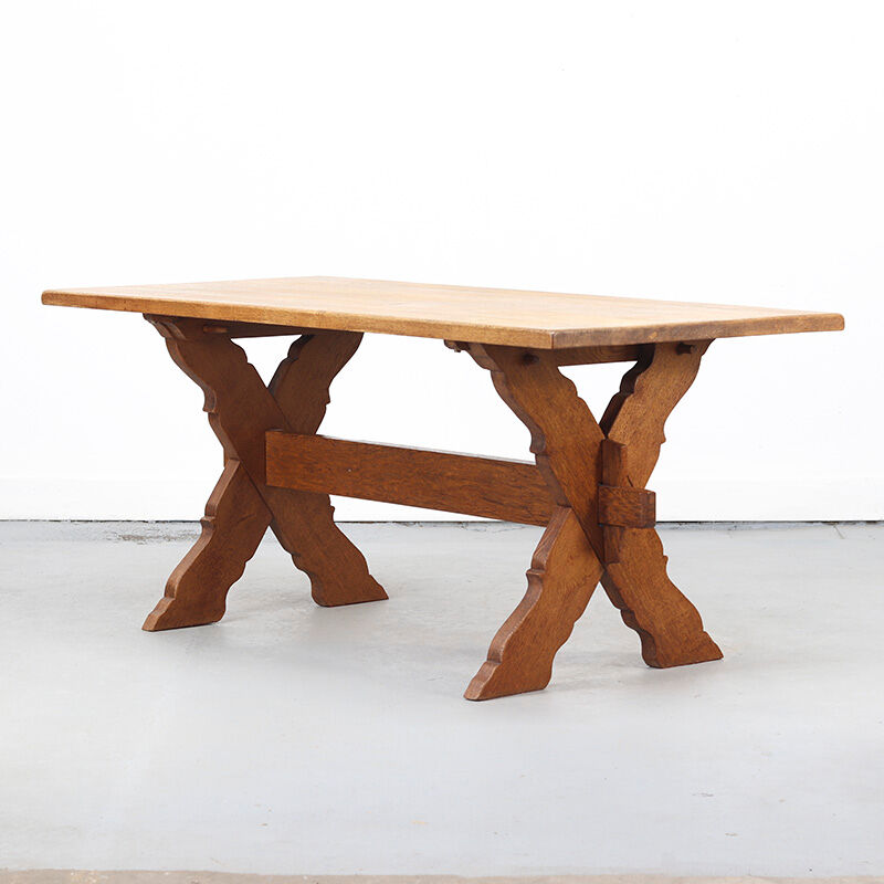 Vintage Rustic Brutalist Dining Table