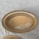 Old terrine in glazed stoneware and floral decoration mustard yellow slip