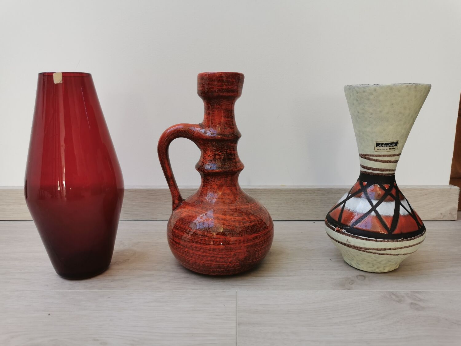Vintage Scheurich vases, red