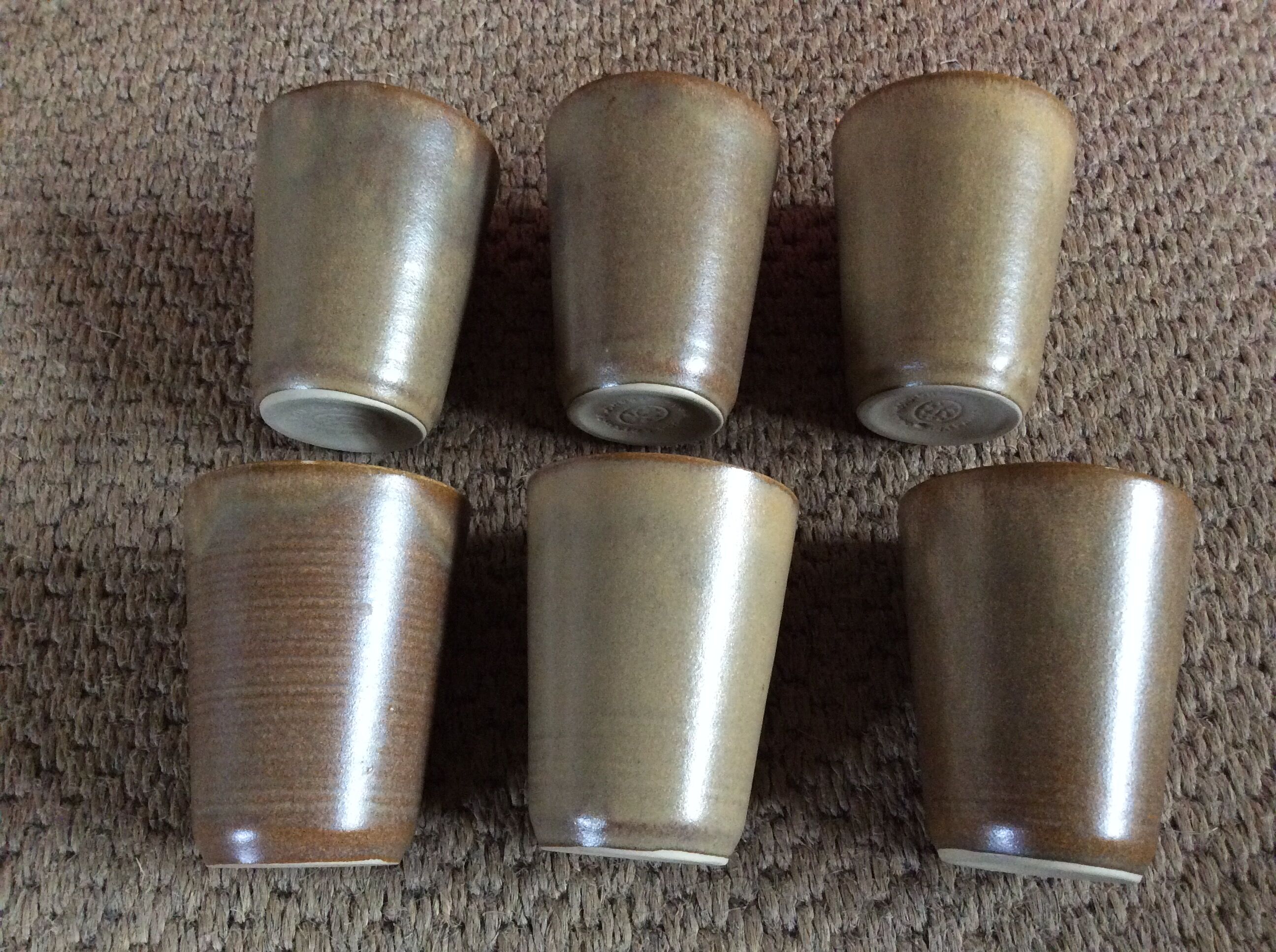 Series of 6 sandstone cups