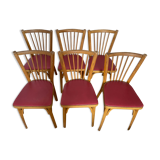 6 Baumann bistro chairs in wood and skaï