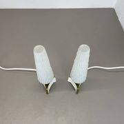 Set of 2 "cone" glass and brass table light, italy 1950s
