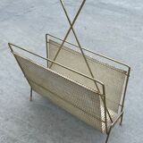 Vintage magazine rack 60s brass design