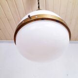 Bauhaus pendant lamp in opaline glass and brass