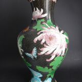 Vase in Chinese partitioned enamel butterflies